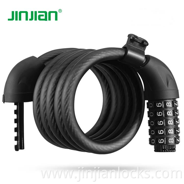 Bike Lock 5 Digit Resettable Anti-theft high security steel cable lock for bicycle and motorcycle combination lock